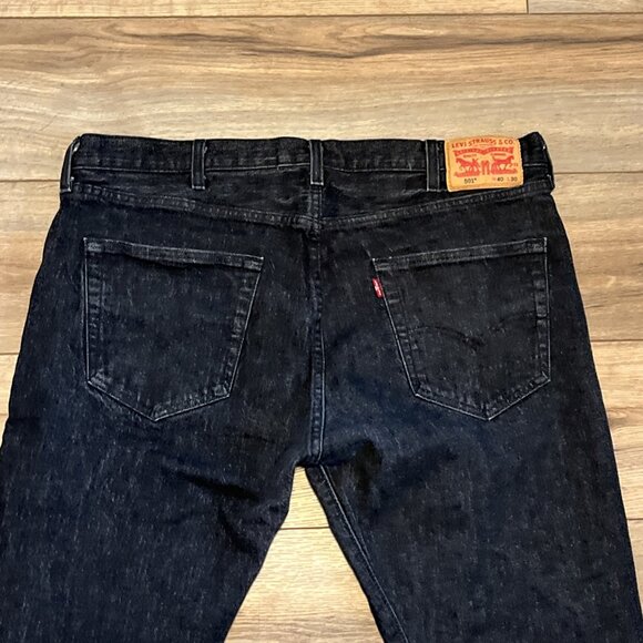 Mens Levis 501 Original Fit Denim Jeans SZ 40x30 Black Button Fly Stretch Modern - Picture 8 of 13